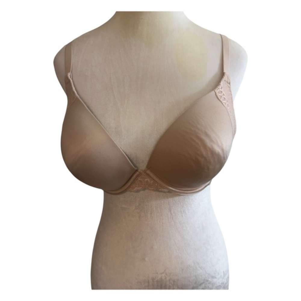 Maidenform Comfort Devotion Bra Women 36D Tan Lace Trim Underwire T-Shirt Bra